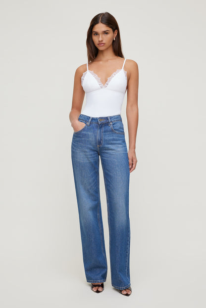 Dynamite Lace Trim Bodysuit White