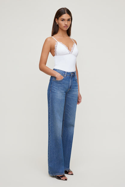 Dynamite Lace Trim Bodysuit White