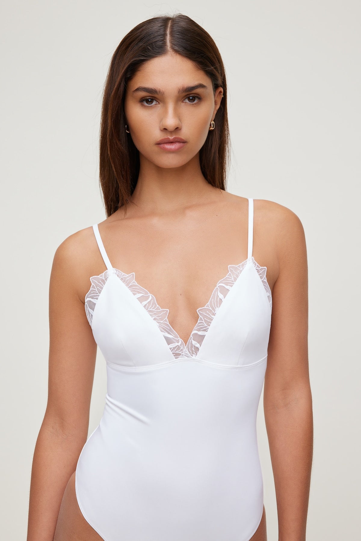 Dynamite Lace Trim Bodysuit White