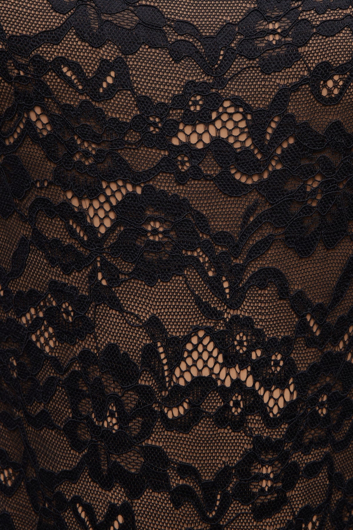 Dynamite Mock Neck Lace Bodysuit Black