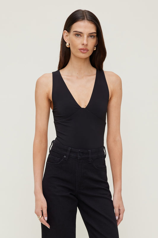 Dynamite Sculpt Plunging V Neck Bodysuit Black