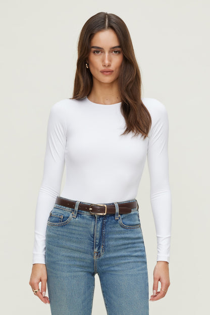 Dynamite Sculpt Crewneck Bodysuit White