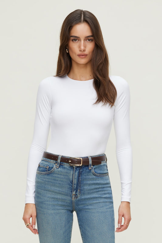 Dynamite Sculpt Crewneck Bodysuit White