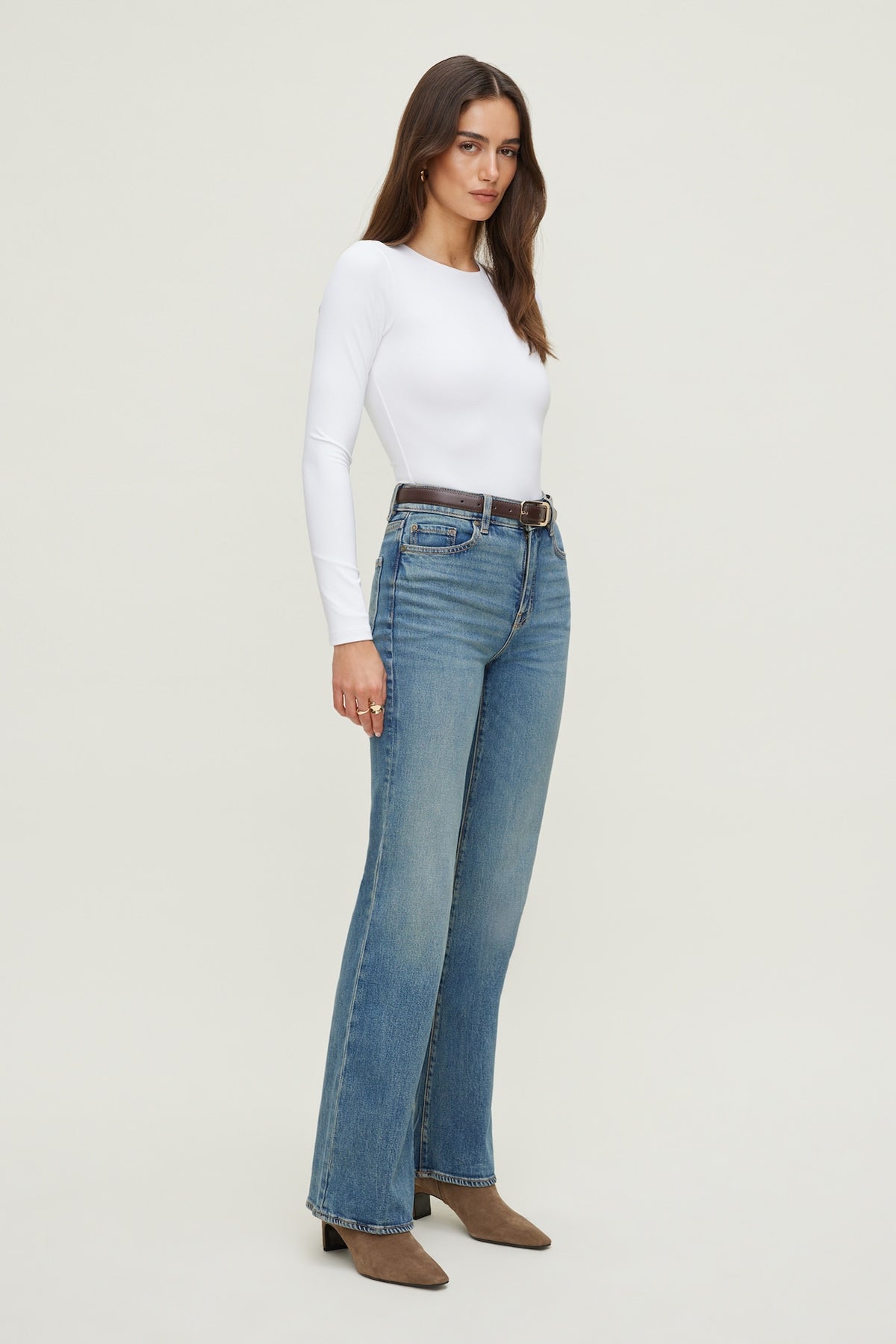 Dynamite Sculpt Crewneck Bodysuit White