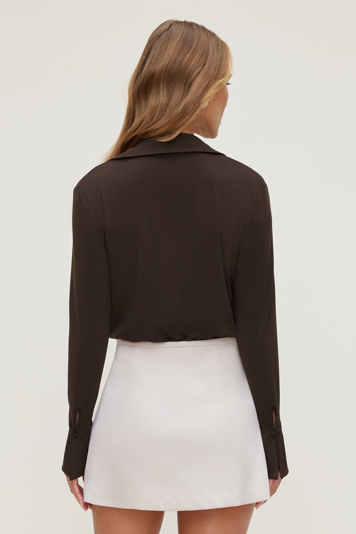 Dynamite Sculpt Collared Bodysuit Brown