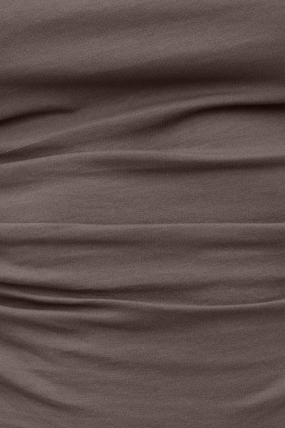 Dynamite Andrea Shirred Jersey T Shirt Brown
