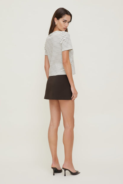 Dynamite Everyday Striped Heavy Cotton T Shirt Brown