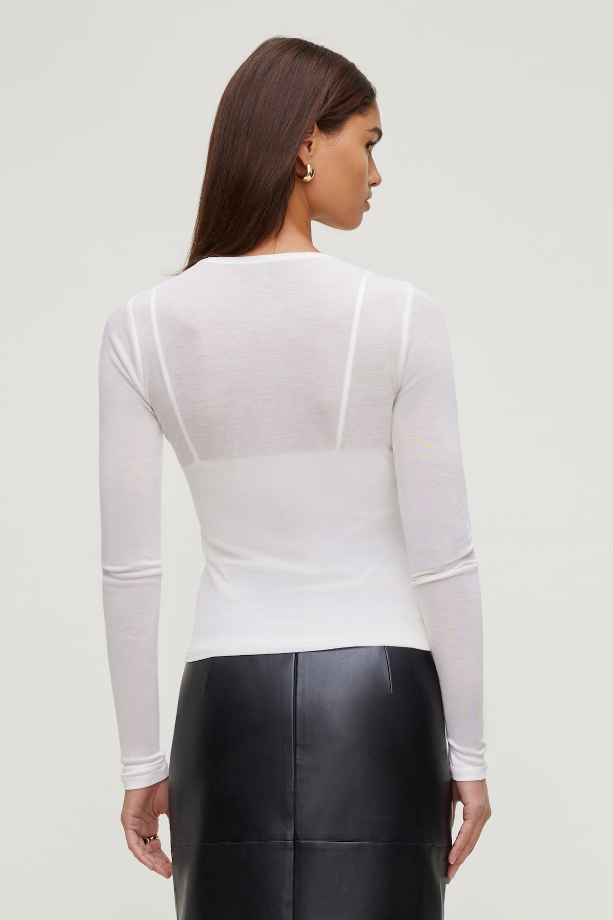 Dynamite Sheer Layered Cami and Long Sleeve T Shirt Beige