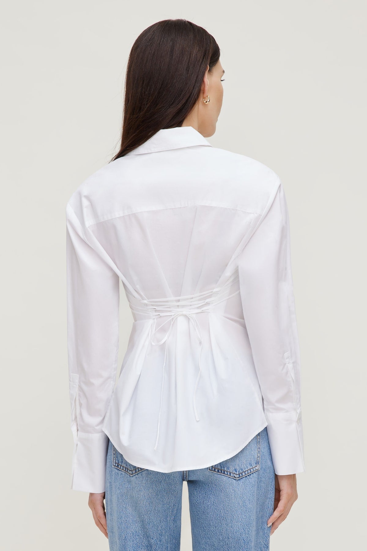 Dynamite Poplin Cinch Back Shirt White