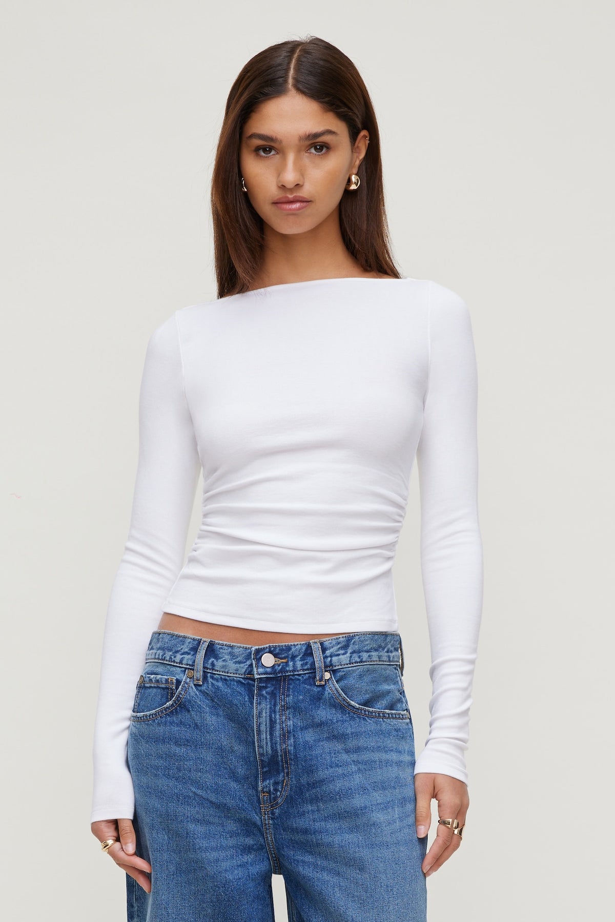 Dynamite Stella Long Sleeve T Shirt White