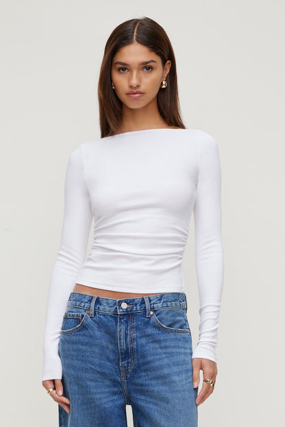 Dynamite Stella Long Sleeve T Shirt White