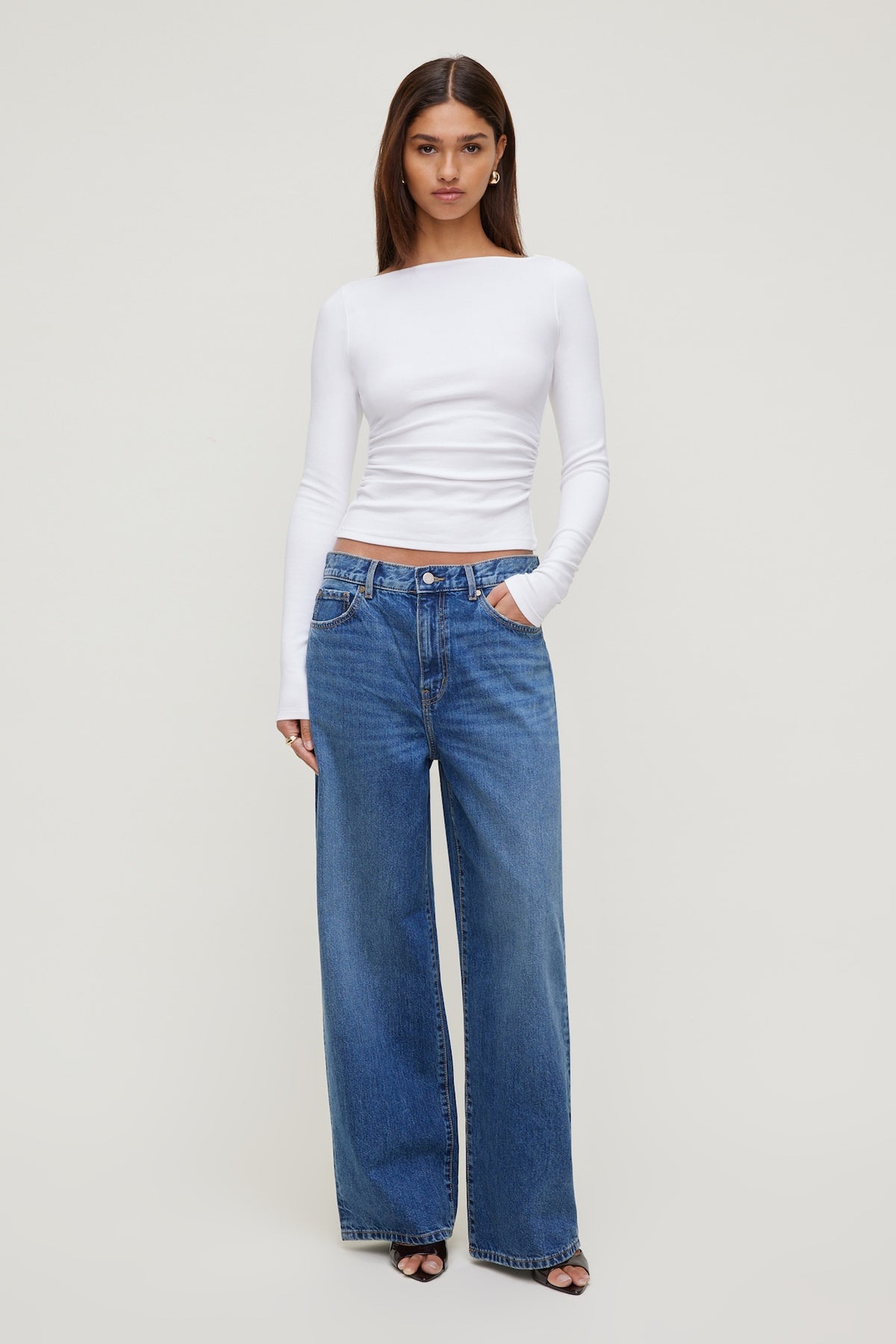 Dynamite Stella Long Sleeve T Shirt White
