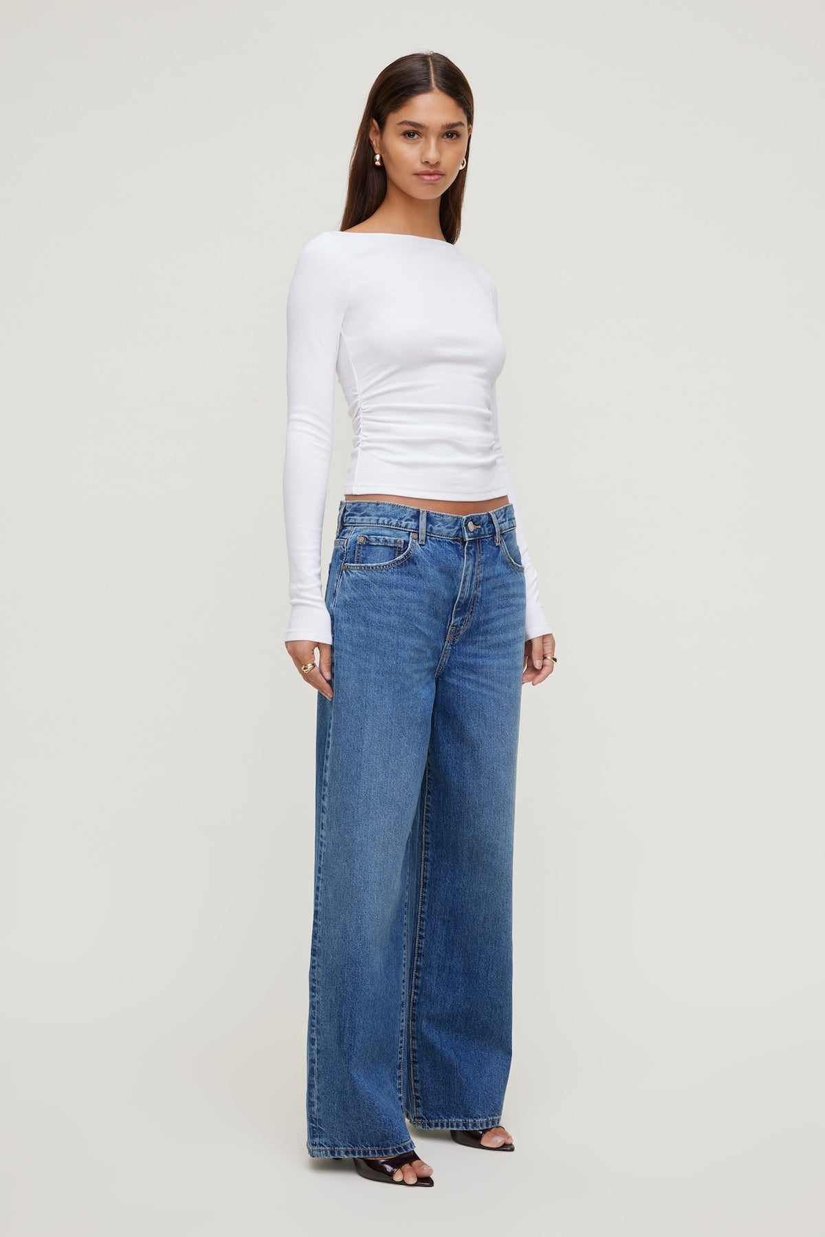 Dynamite Stella Long Sleeve T Shirt White