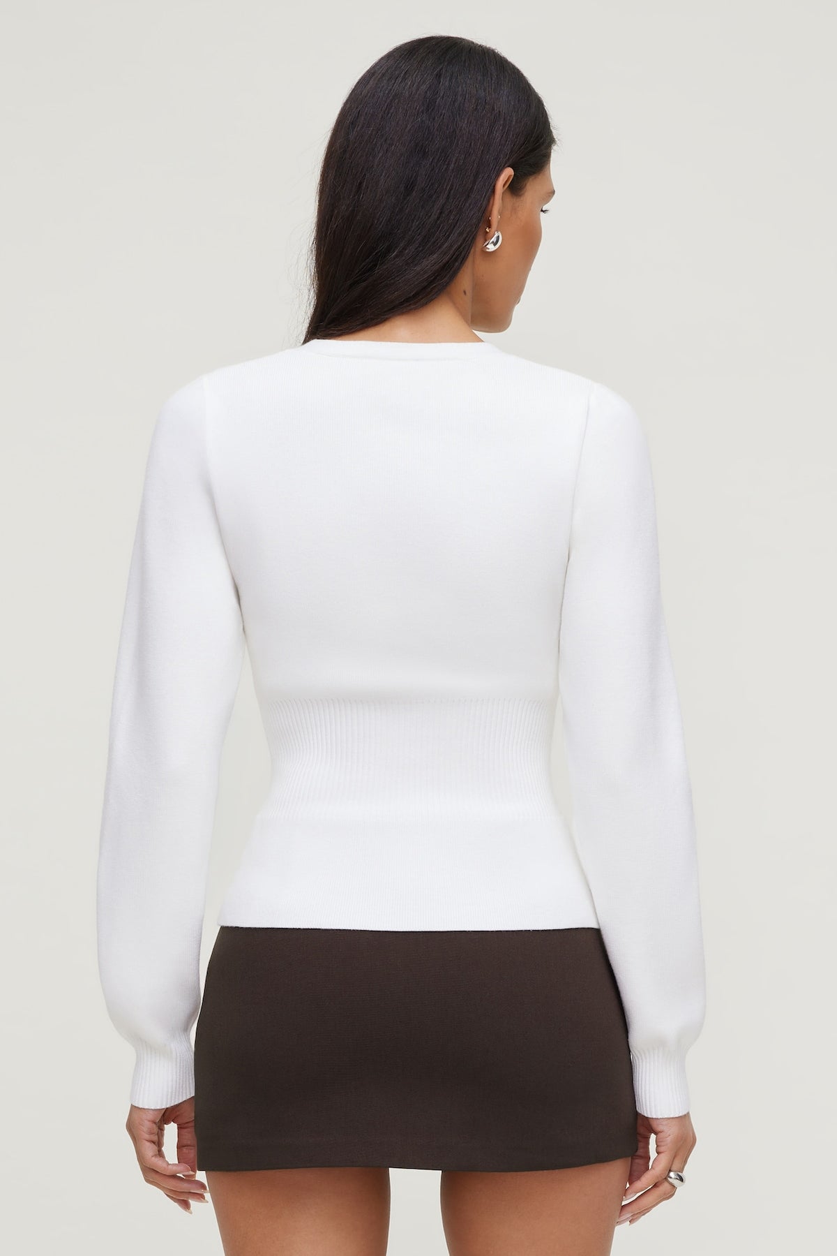 Dynamite Cinched Waist Cardigan White