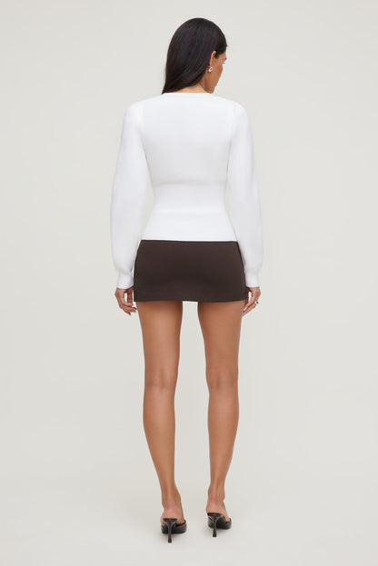 Dynamite Cinched Waist Cardigan White