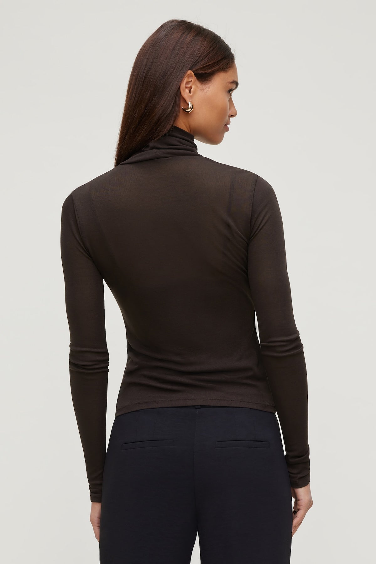Dynamite Sheer Layered Cami and Turtleneck Brown