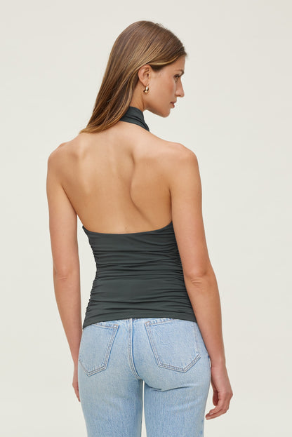 Dynamite Sculpt Cowl Halter Top Green