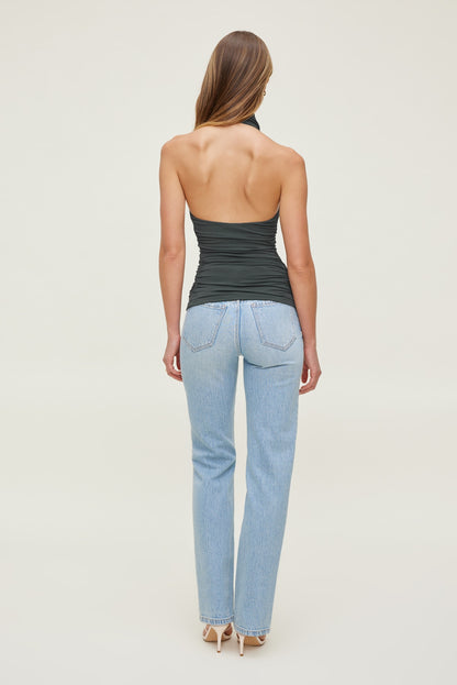 Dynamite Sculpt Cowl Halter Top Green