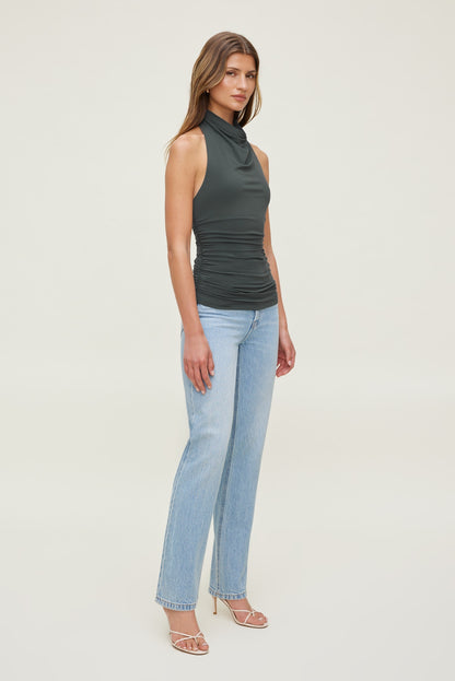 Dynamite Sculpt Cowl Halter Top Green