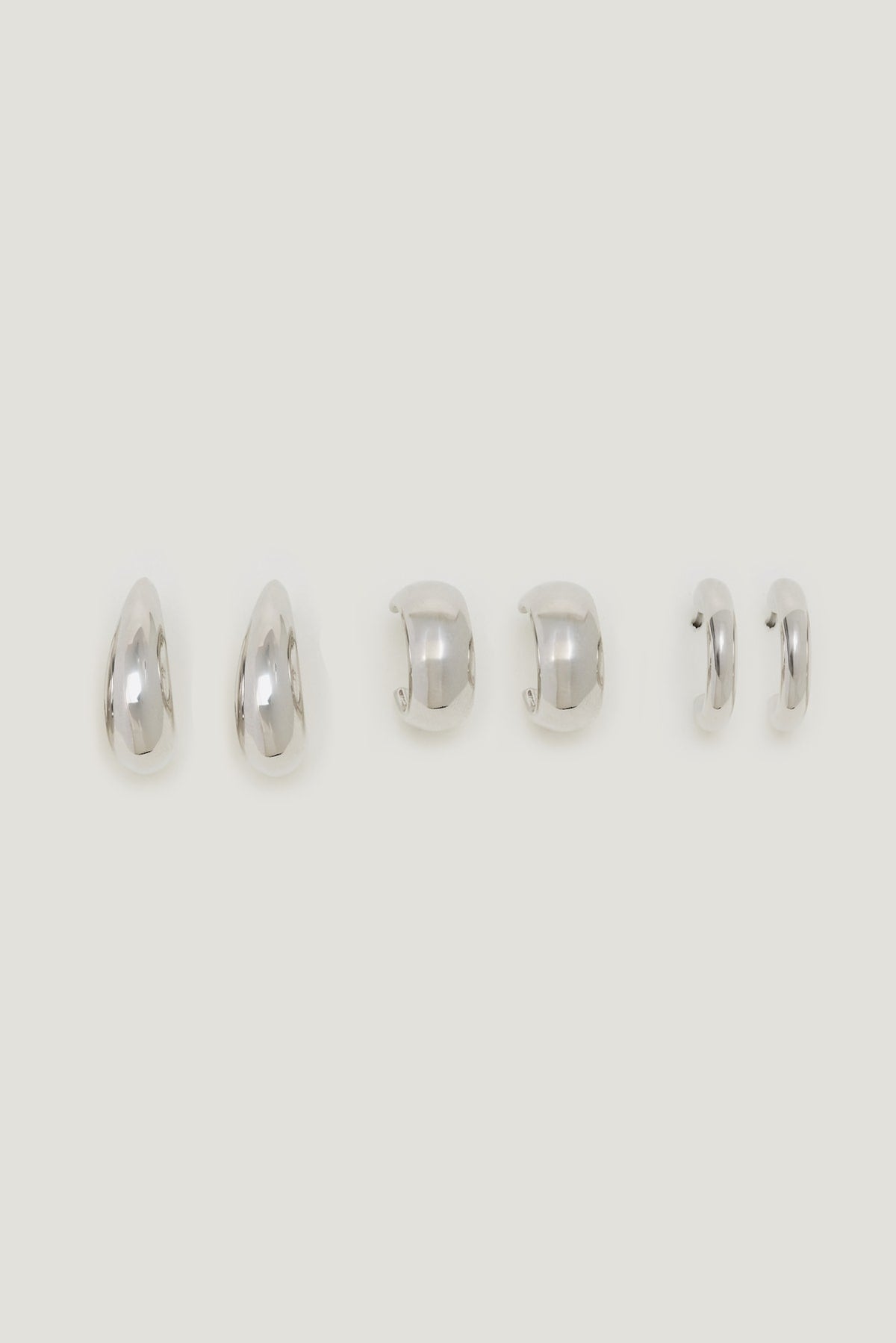 Dynamite 3-Pack Modern Chunky Hoop Earrings Gray