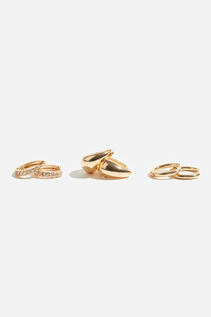 Dynamite 3-Pack Delicate Linear Hoop Earrings White