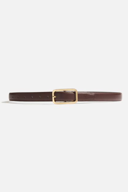 Dynamite Rounded Rectangle Slim Faux Leather Belt Brown