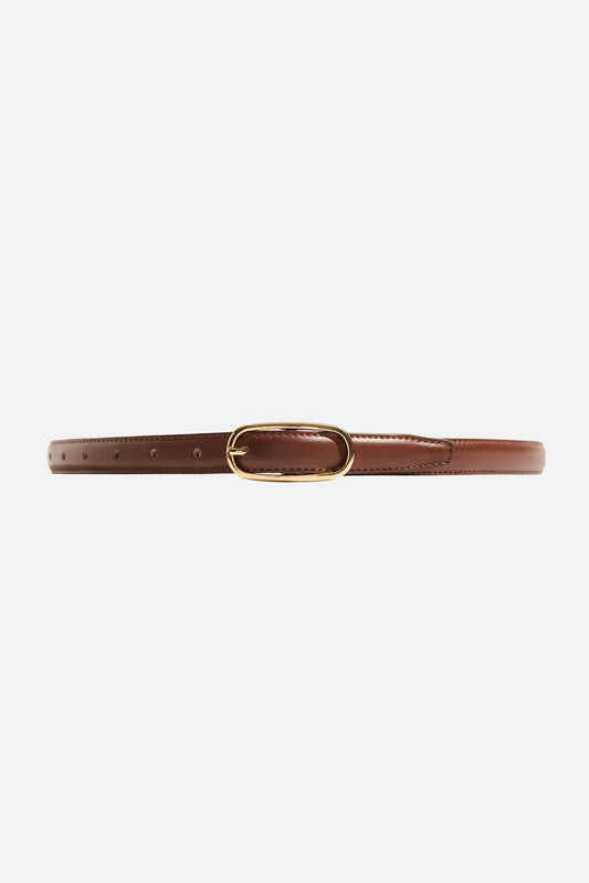 Dynamite Oval Super Slim Faux Leather Belt Brown