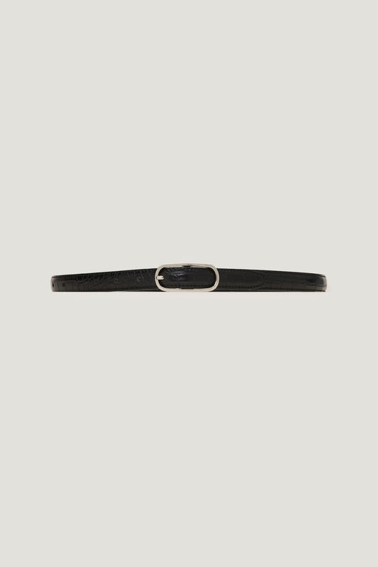 Dynamite Oval Super Slim Faux Leather Belt Black