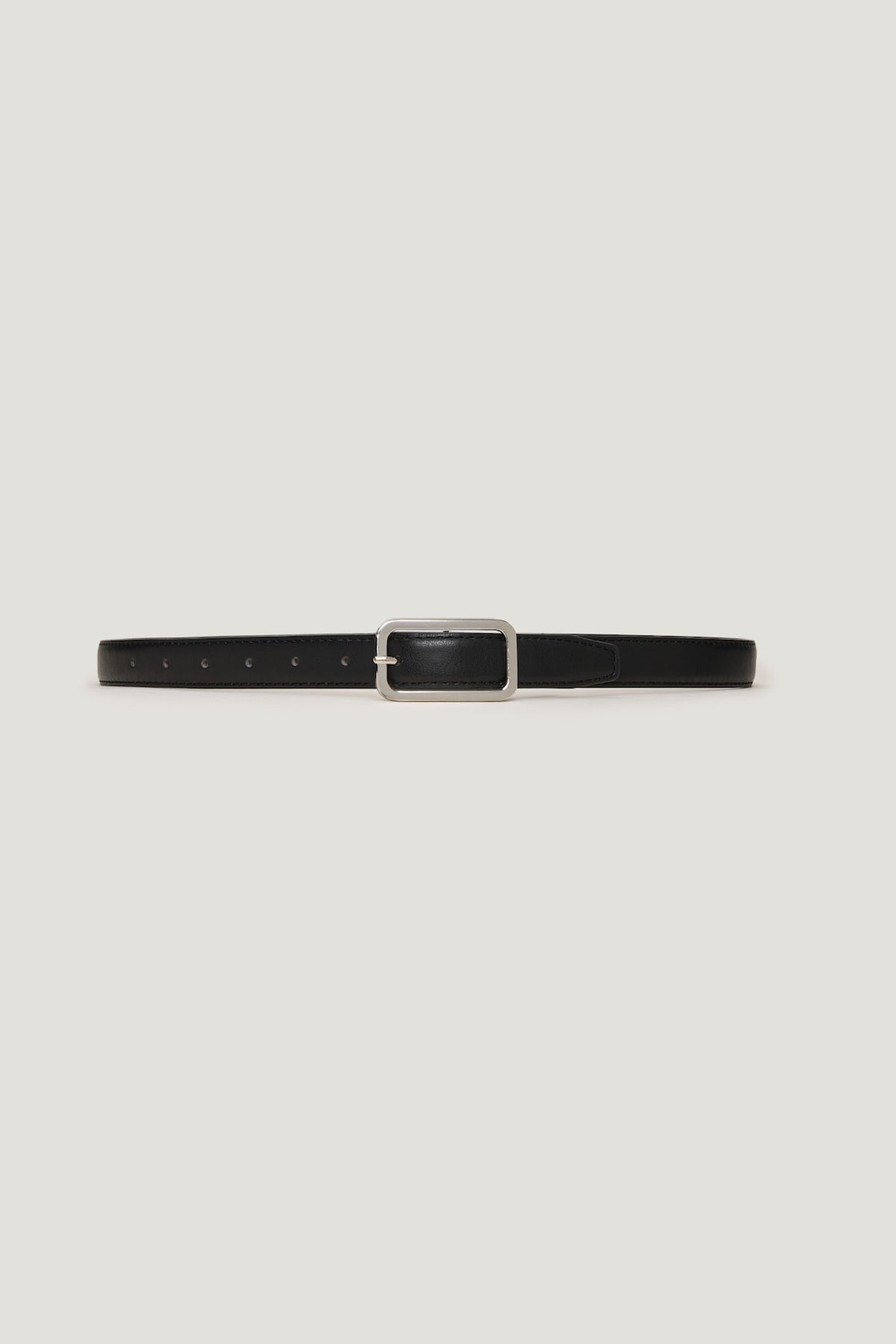 Dynamite Rounded Rectangle Slim Faux Leather Belt Black