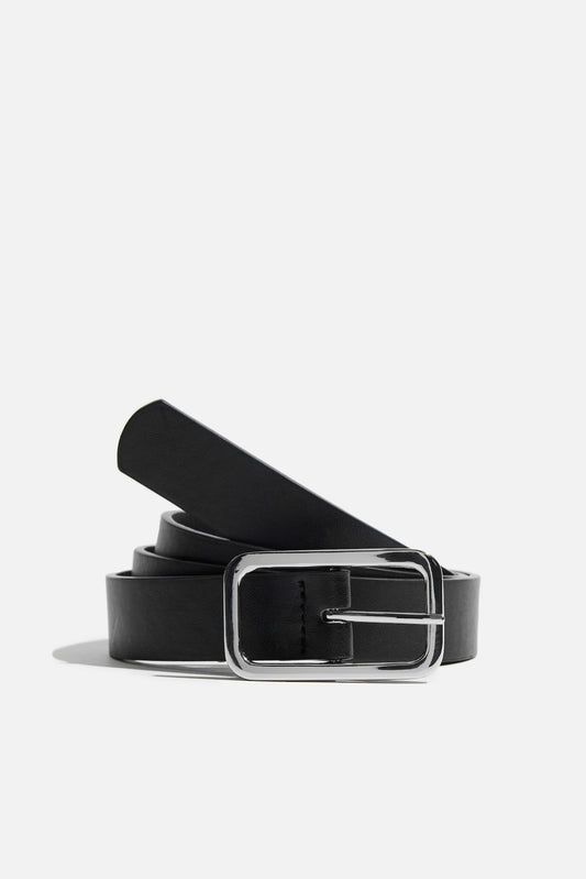 Dynamite Skinny Round Square Buckle Belt Black