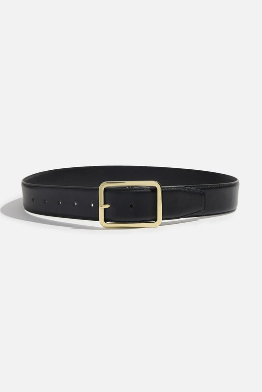 Dynamite Rounded Square Faux Leather Belt Black