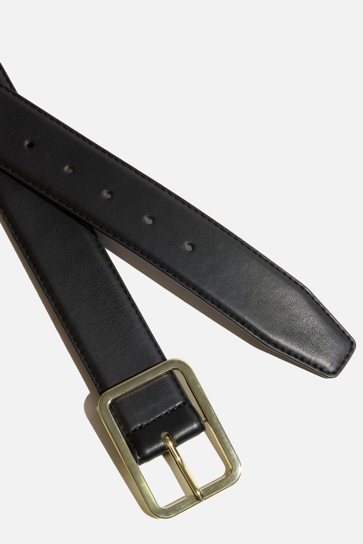 Dynamite Rounded Square Faux Leather Belt Black