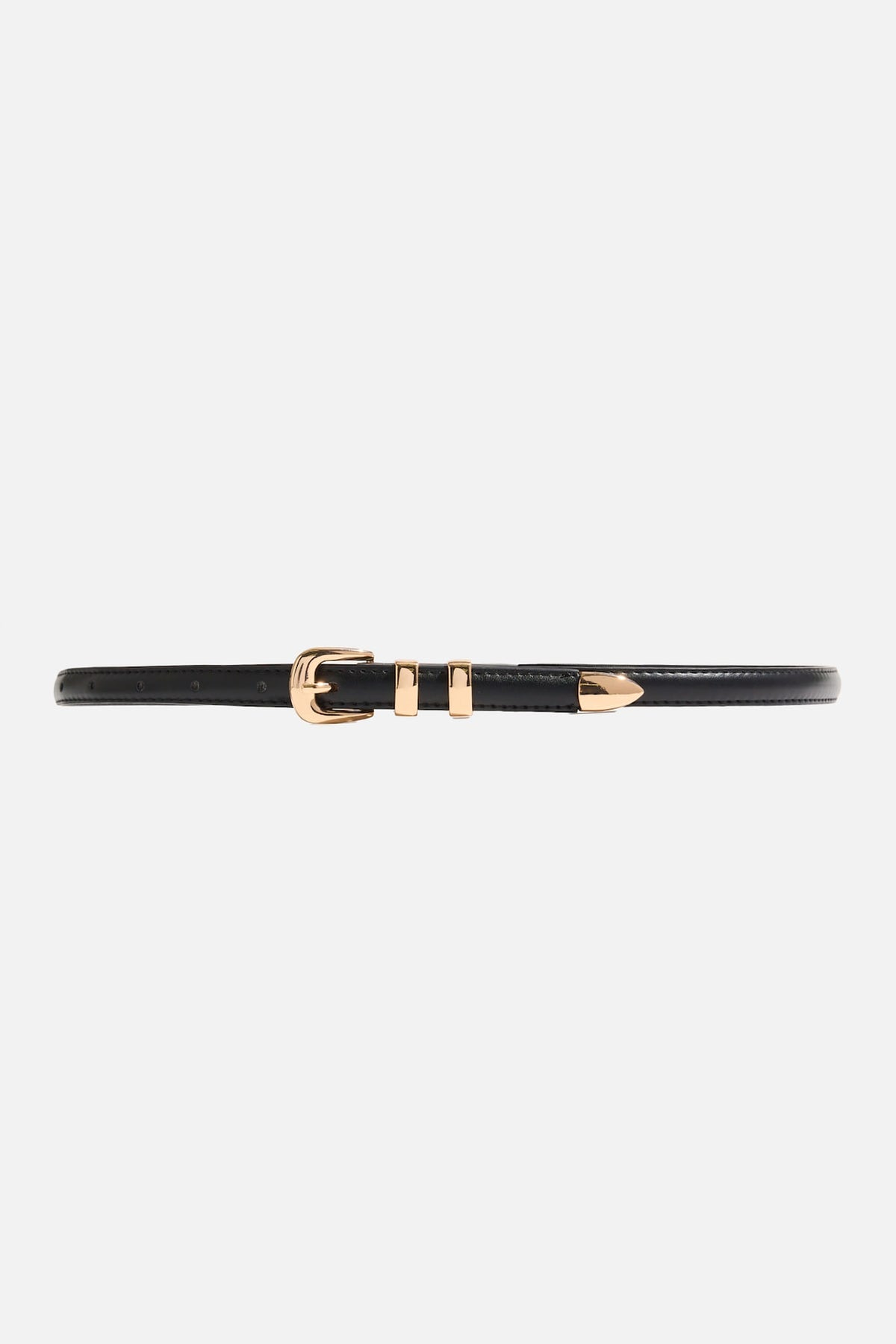 Dynamite Double Loop Super Slim Faux Leather Belt Black