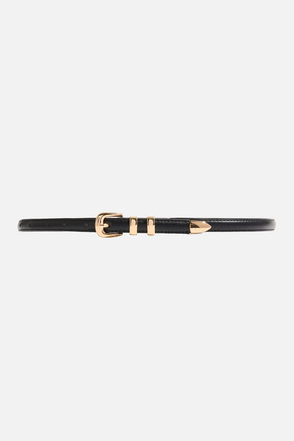 Dynamite Double Loop Super Slim Faux Leather Belt Black