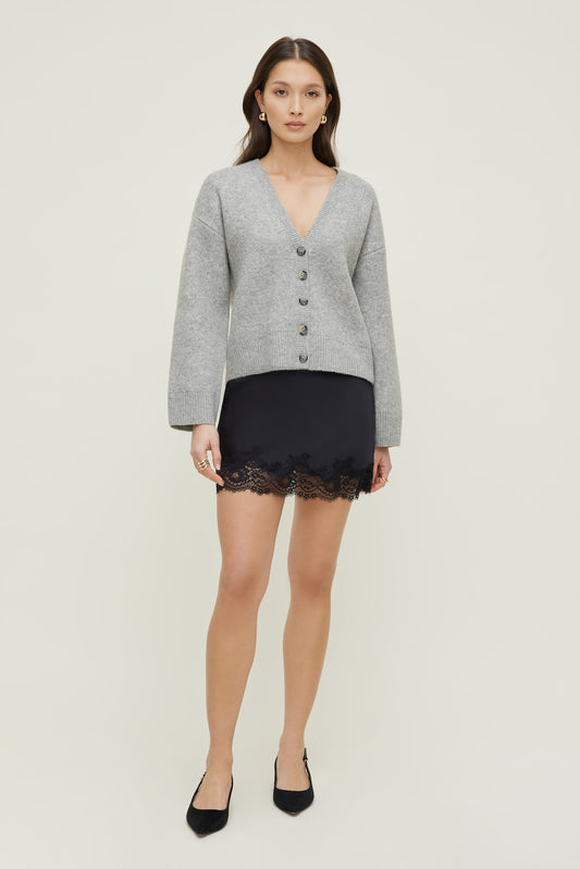 Dynamite Relaxed V Neck Cardigan Gray