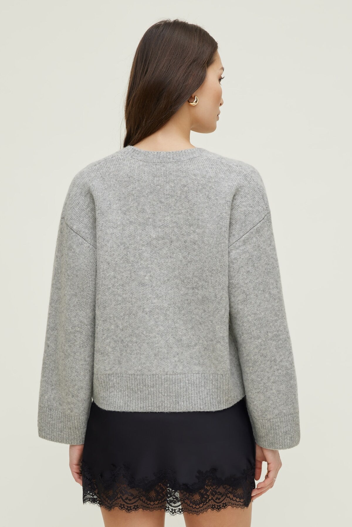 Dynamite Relaxed V Neck Cardigan Gray