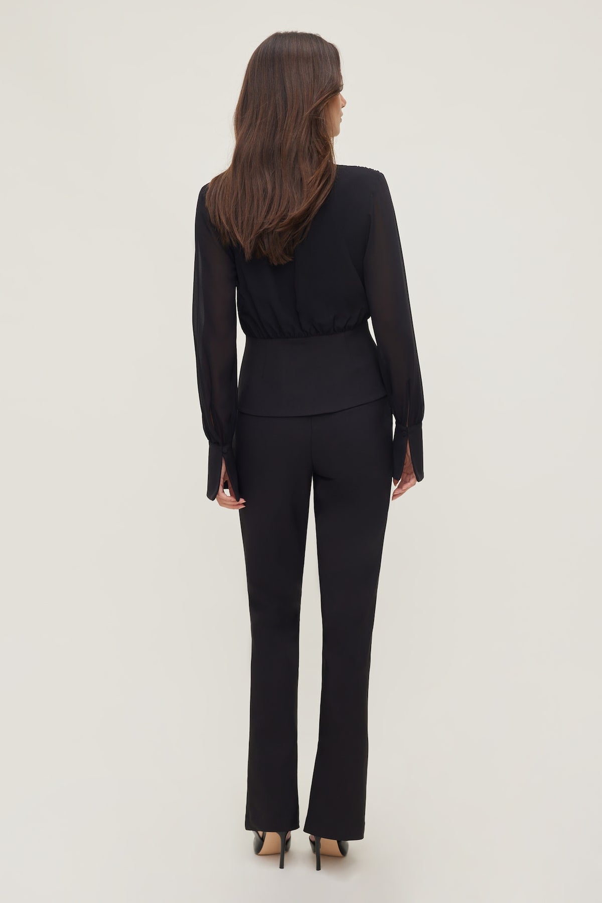 Dynamite Sheer Wrap Blouse BLACK