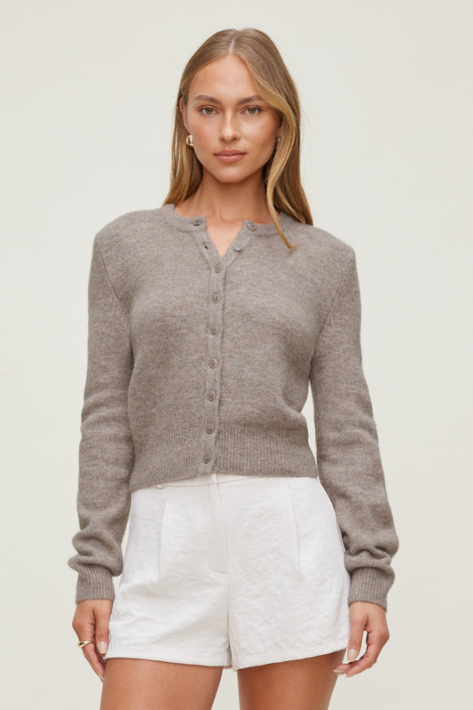 Dynamite Rebecca Crewneck Cardigan Brown