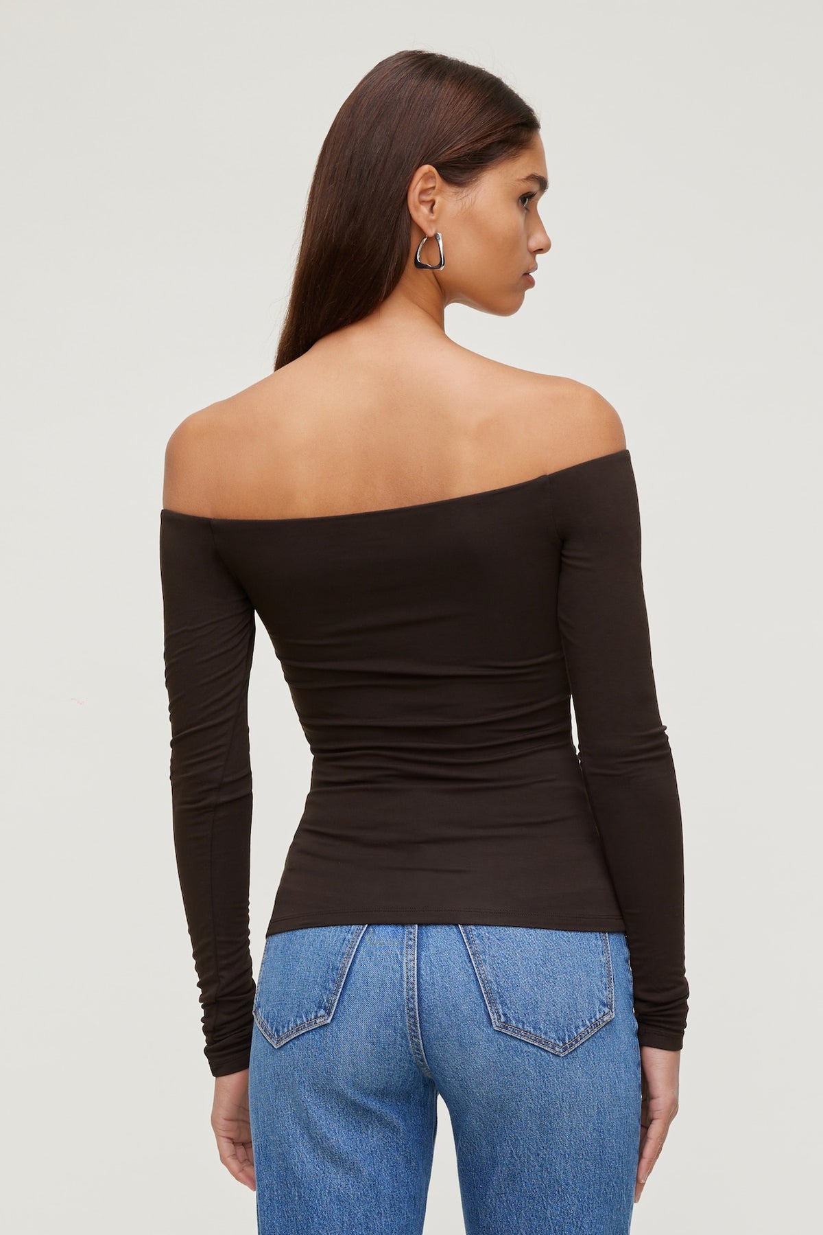 Dynamite Off Shoulder Long Sleeve Top Brown