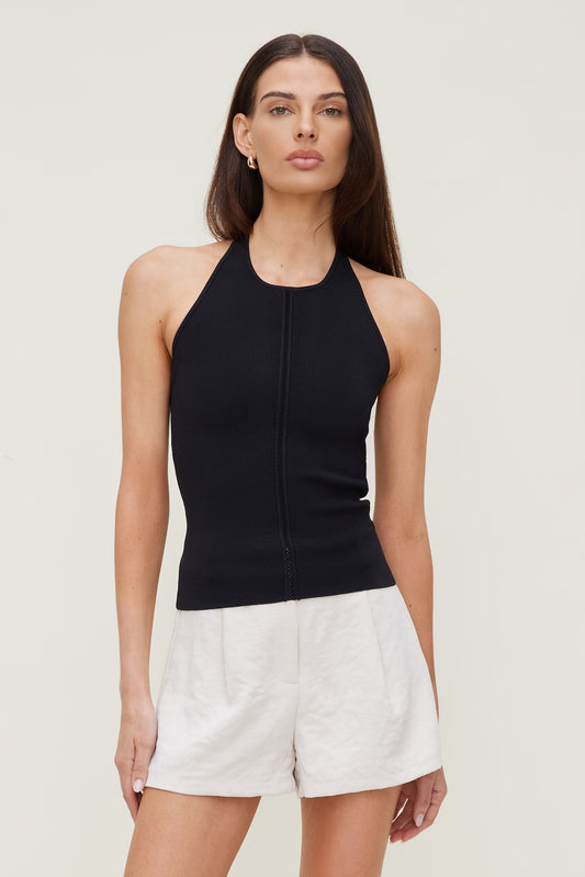 Dynamite Halter Sweater Tank Top Black