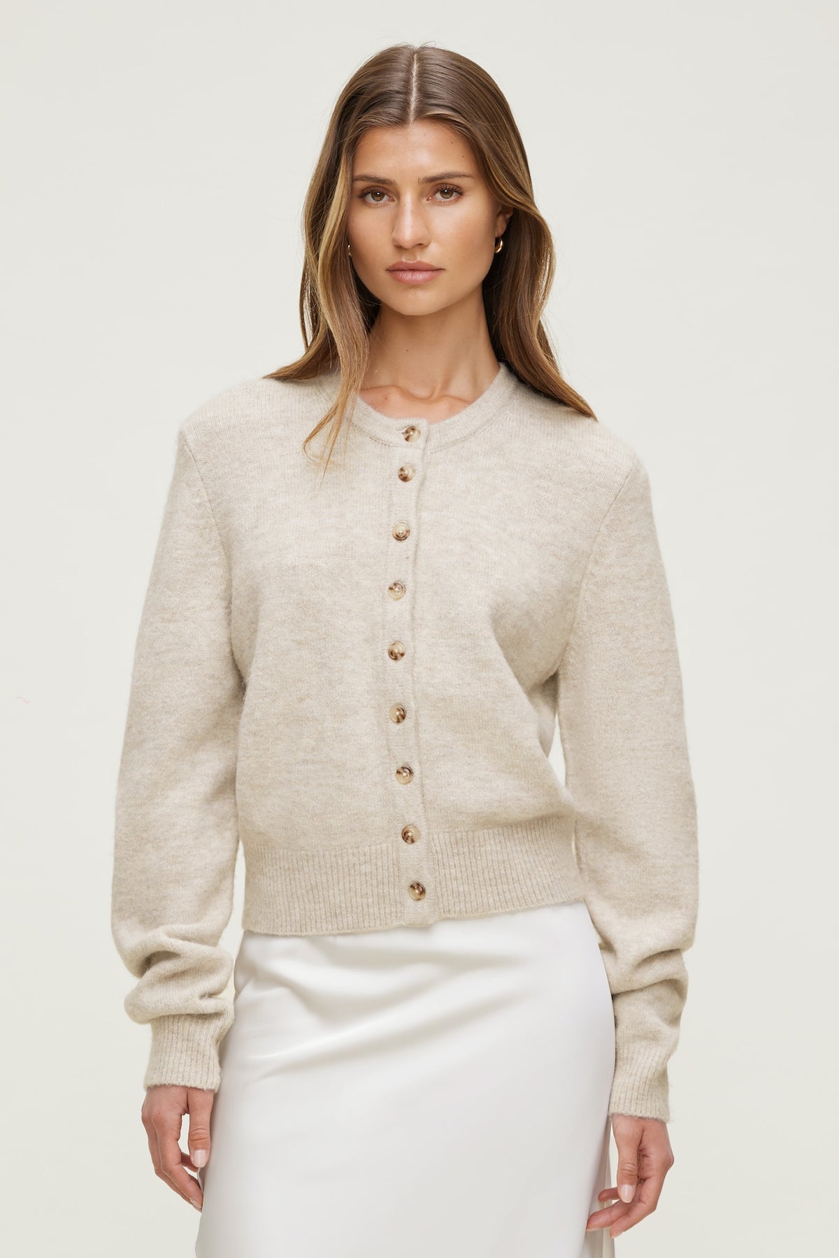 Dynamite Rebecca Crewneck Cardigan Gray