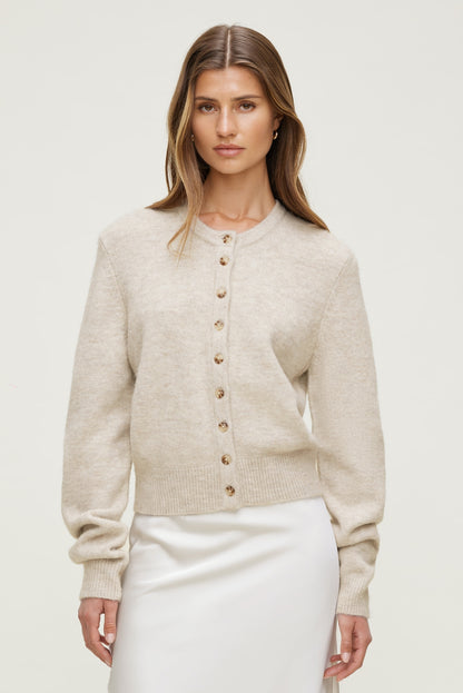 Dynamite Rebecca Crewneck Cardigan Gray