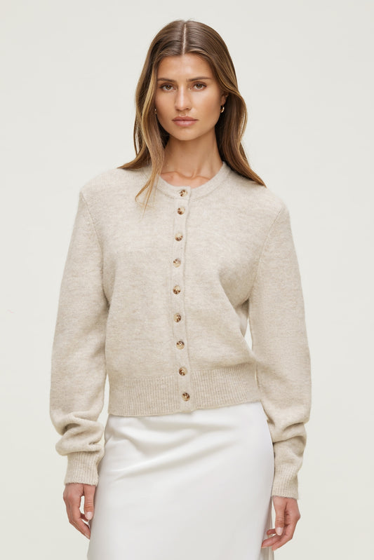 Dynamite Rebecca Crewneck Cardigan Gray