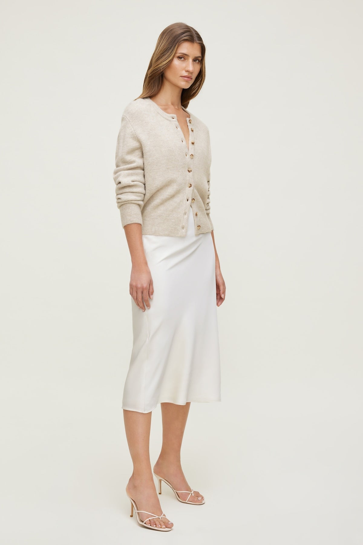 Dynamite Rebecca Crewneck Cardigan Gray