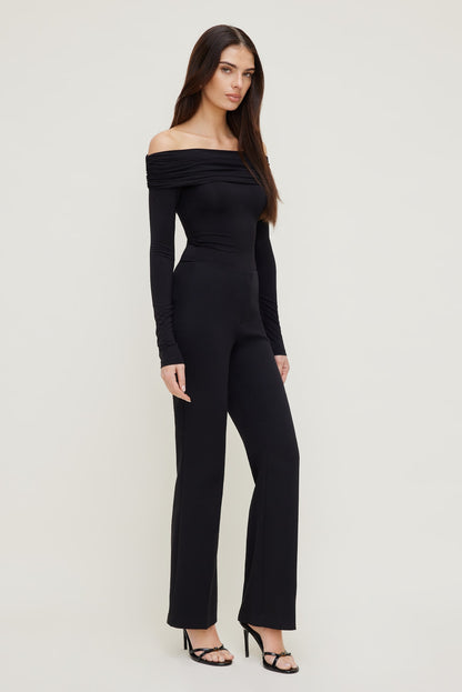 Dynamite Off Shoulder Long Sleeve Top Black