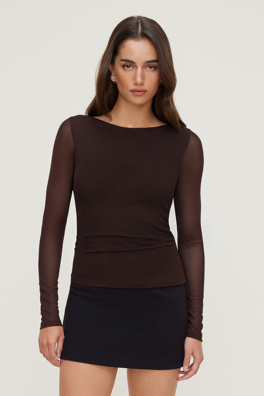 Dynamite Stella Long Sleeve Mesh Top PURPLE