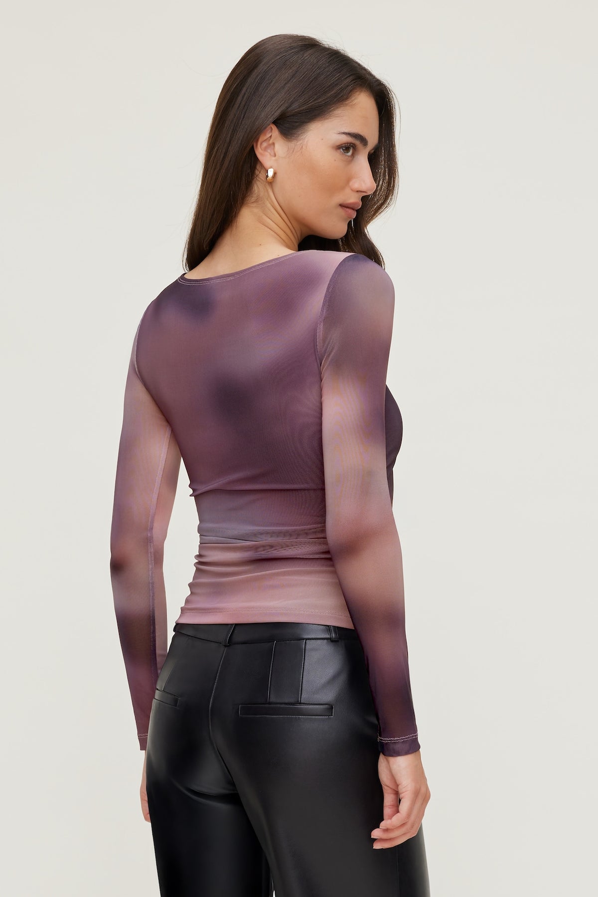 Dynamite Stella Long Sleeve Mesh Top PURPLE