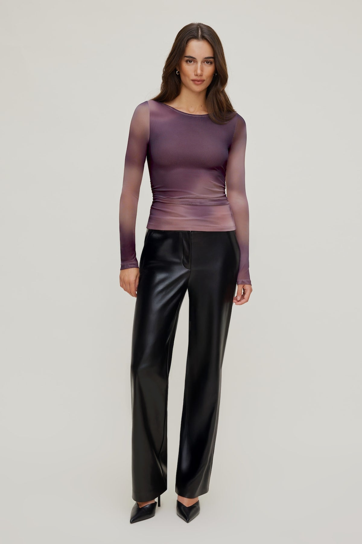 Dynamite Stella Long Sleeve Mesh Top PURPLE