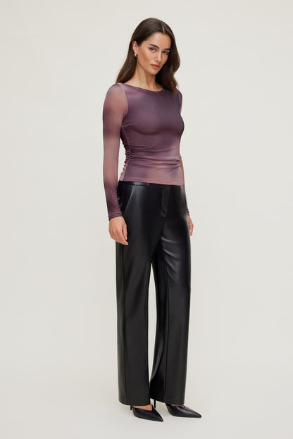 Dynamite Stella Long Sleeve Mesh Top PURPLE