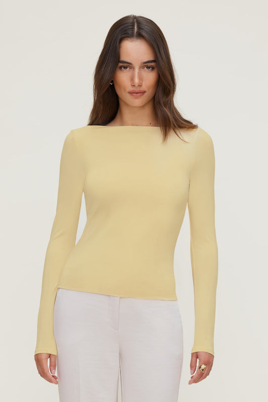Dynamite Nola Sculpt Long Sleeve Top YELLOW